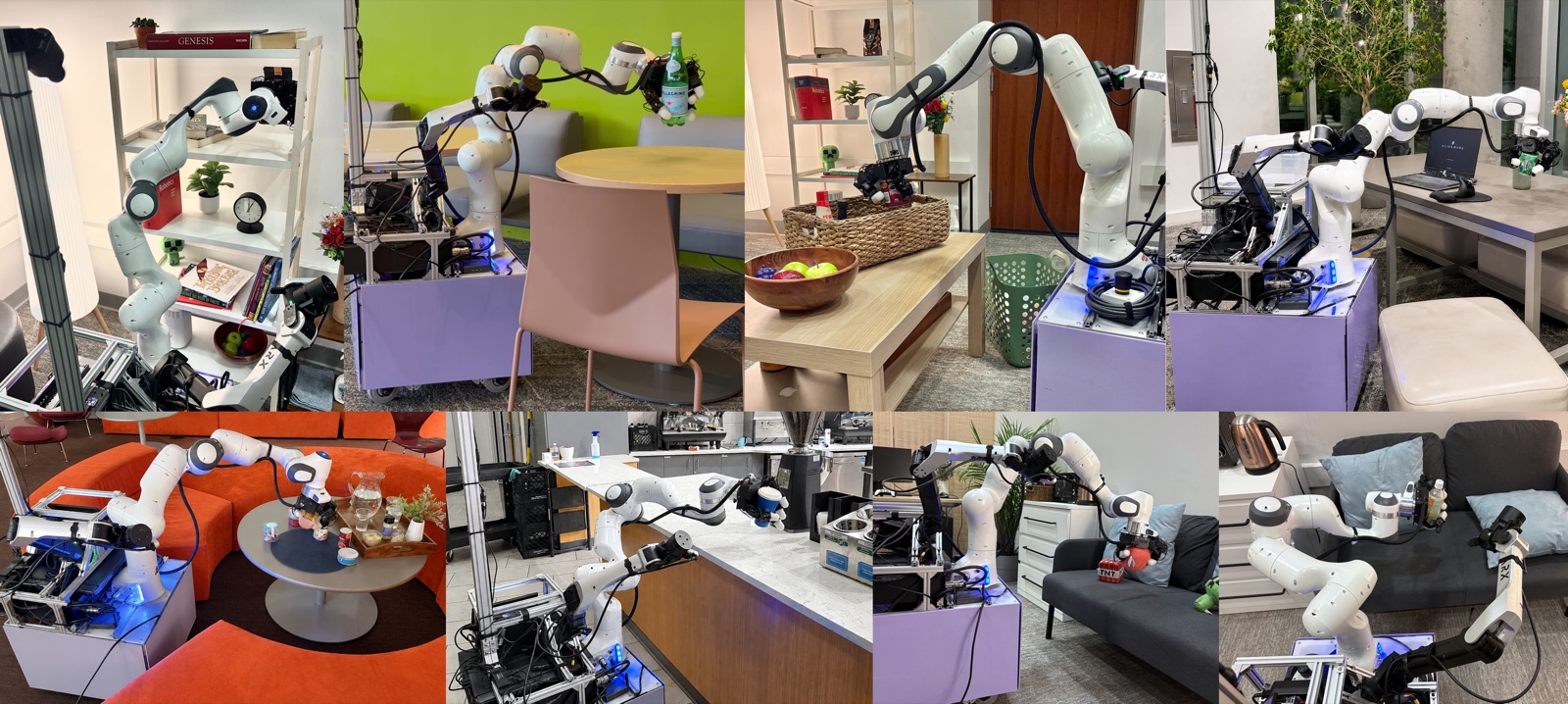 COWBOY whole-body mobile manipulation experiments across diverse environments